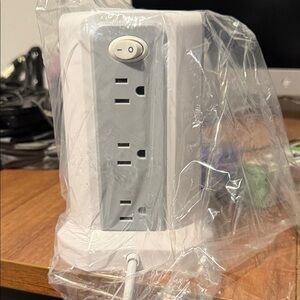 Power Strip Tower with USB Ports - White and Gray